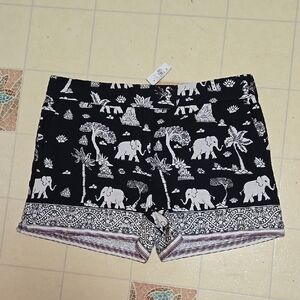Elephant Print Black and White Women's Shorts